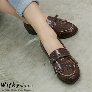 Wifky Ribbon-Trim Fringed Loafers