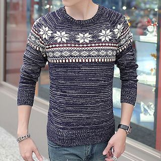 Besto Snowflake Print Sweater