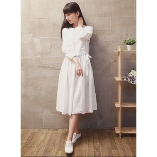 Moricode Long-Sleeve Tie-Waist A-Line Dress