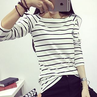 Fashion Street Long-Sleeve Stripe T-shirt