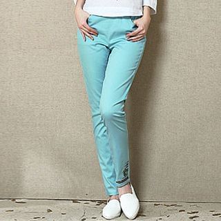 Fashion Street Embroidered Slim-Fit Pants