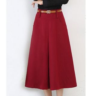 LITI Pleated Woolen A Line Midi Skirt