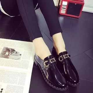 Zandy Shoes Patent Belted Loafers