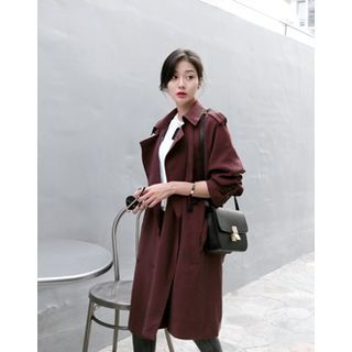 UPTOWNHOLIC Double-Breasted Trench Coat With Belt