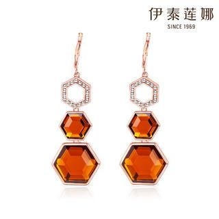 Italina CZ & Swarovski Elements Crystal Hexagon Drop Earrings
