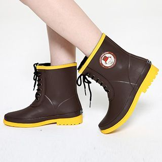 Rainy Days Bear Lace Up Short Rainboots