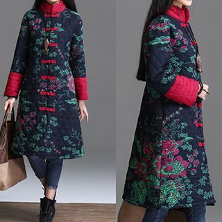 Supernova Chinese Knit Button Quilted Coat