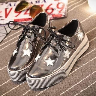 Anran Metallic Star Platform Oxfords