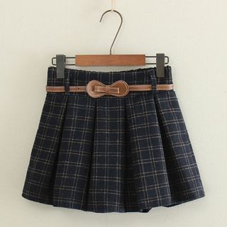 Mushi Pleated Plaid Skirt