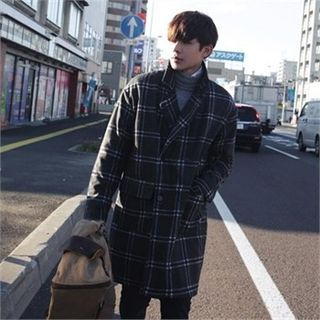 Superstar.i Couple Notched-Lapel Double-Breasted Check Coat