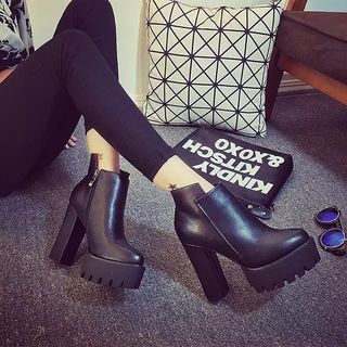 SouthBay Shoes Chunky Heel Platform Ankle Boots