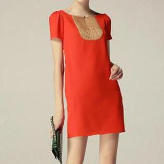 Dowisi Short-Sleeve Bow-Accent Dress