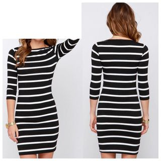 Aquello Striped 3/4-Sleeve Sheath Dress