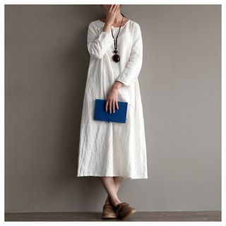 Rosadame Long-Sleeve Linen-blend Dress