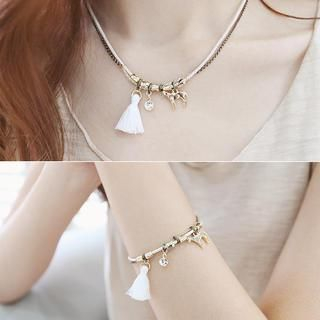 soo n soo Set: Dangled Layered Necklace + Dangled Bracelet