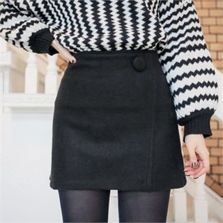 QNIGIRLS Wool Blend Miniskirt