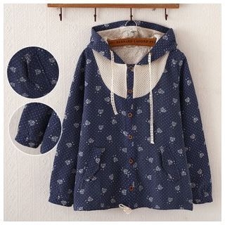 P.E.I. Girl Patterned Hooded Linen Jacket