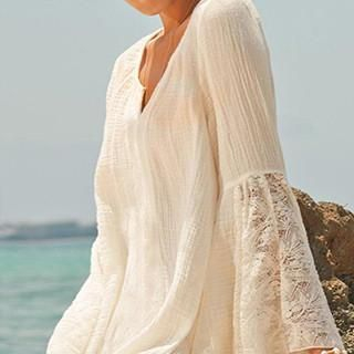 Sunset Hours Lace Panel Beach Cover-Up