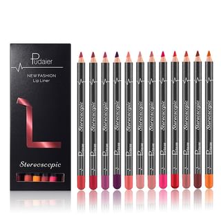 Pudaier - Stereoscopic Lip Liner Set (12 Colors) 1 Set (12 Colors)