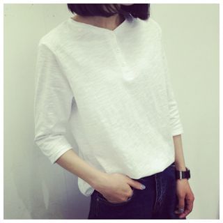 Ranche Elbow-Sleeve Buttoned Top