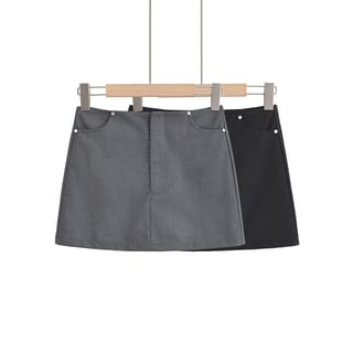 Low Rise Plain Mini Skirt