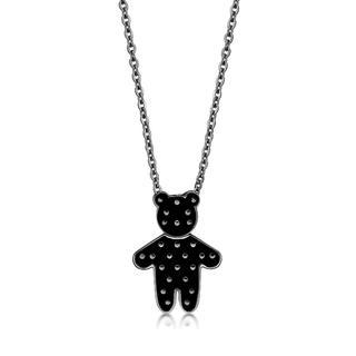 Kenny & co. Black Dot Pattern Bear Pendant With Steel Necklace Steel - One Size