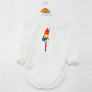 Mr. Cai Long-Sleeve Parrot Print Shirt