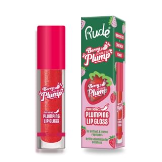 Rude Cosmetics - Berry Plump Plumping Lip Gloss - 8 Colors Strawberry Kiss - 4G