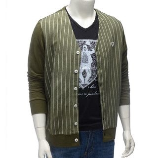 YesStyle M Striped Panel Cardigan