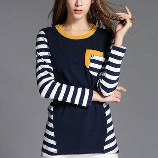 Merald Stripe Panel Long-Sleeve T-shirt