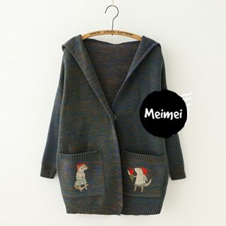 Meimei Hooded Fox Embroidered Cardigan
