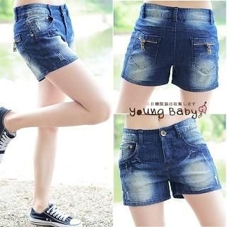 Washed Denim Shorts