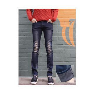 PLAYS Washed Fleece-Lined Straight-Cut Jeans