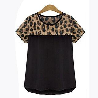 Eloqueen Leopard-Print Panel T-Shirt