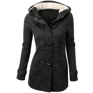 Oioninos Hooded Fleece Toggle Long Jacket