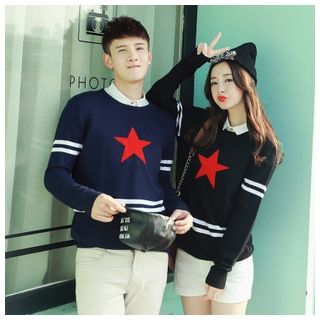 Simpair Star Print Couple Knit Top