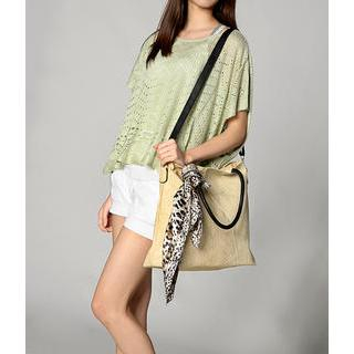 yeswalker Scarf Detail Snake Print Tote Cream - One size