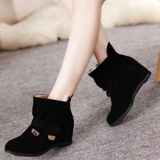 Shoes Galore Hidden Wedge Bow Short Boots