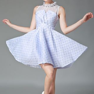 Emeline Embellished Sleeveless A-Line Dress