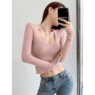 U-Neck Ribbed Knit Crop Top in 6 Colors