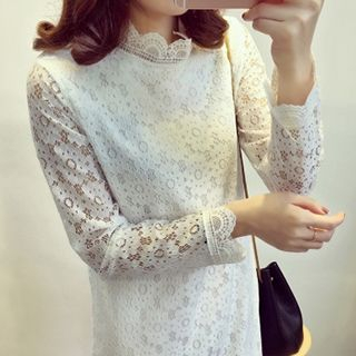 Little V Long-Sleeve Lace Dress