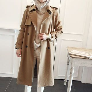 NANING9 Wool Blend Double-Breasted Coat