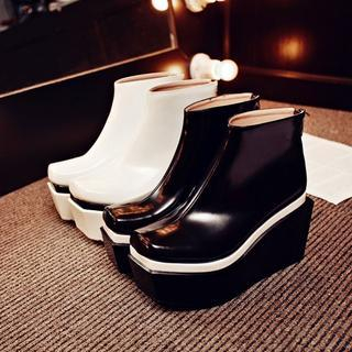 JY Shoes Faux-Leather Platform Ankle Boots