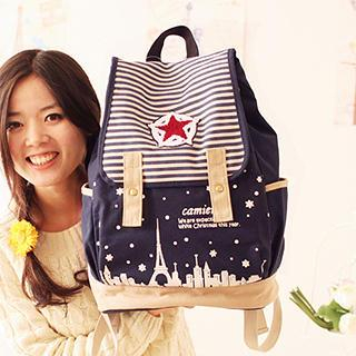 Canvas Love Striped Canvas Backpack