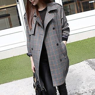 Supernova Check Double-Breasted Trench Coat