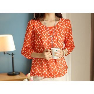 Zyote 3/4-Sleeve Dotted Blouse
