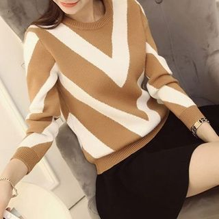 NIZ V-Detail Striped Sweater