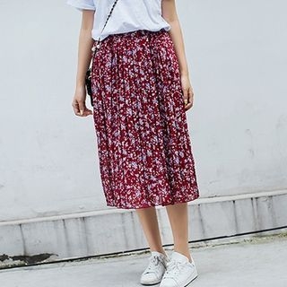 DO&COOBA Floral Print Midi Chiffon Skirt