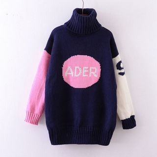 Mamaladies Maternity Color-Block Turtleneck Sweater
