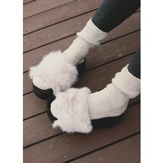 COII Angora Blend Faux-Fur Platform Slippers